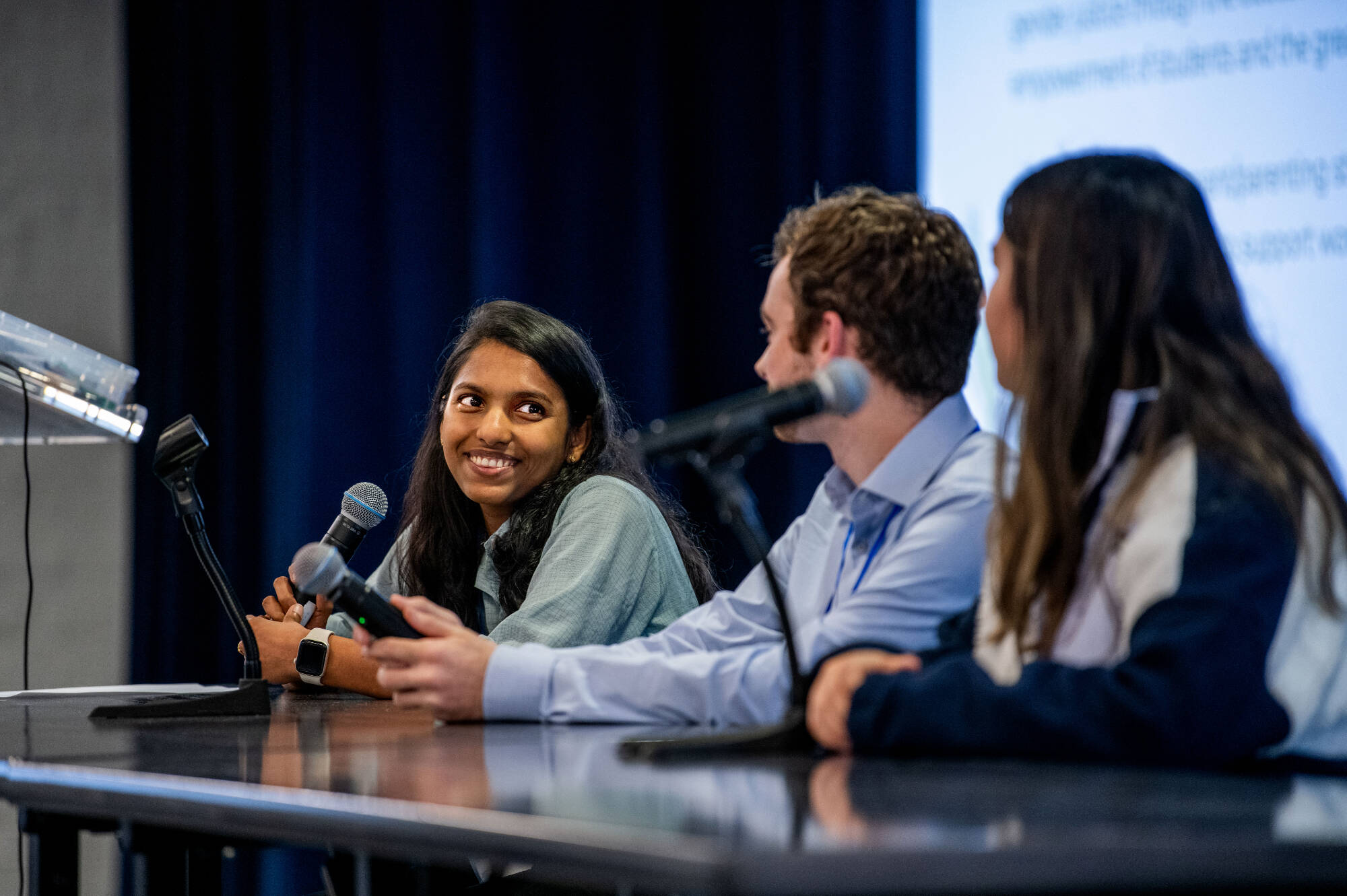 Usha Pedapalli sits on a student panel discussion during the Mental Health Summit held in Kirkhof Center’s Grand River Room October 15.